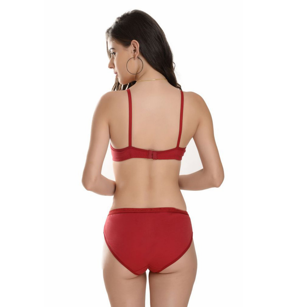 Women's Multicolour Cotton Blend Bra-Panty Set (Pack of 3)