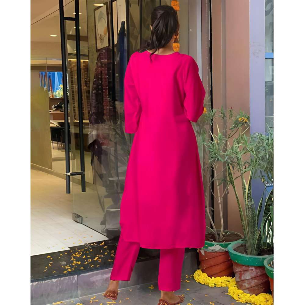 Women's Viscose Rayon Cotton Straight Printed 3Pc Kurta Set (Pack of 1)